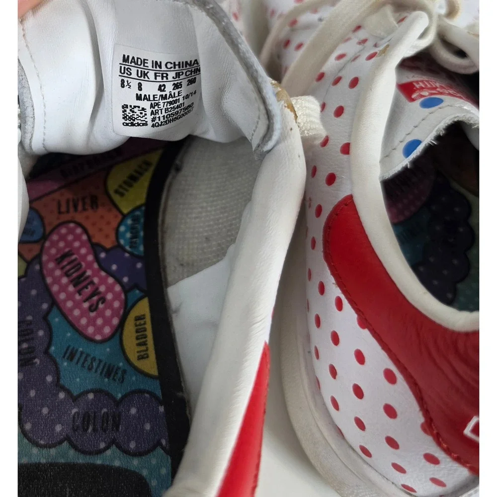 Adidas Stan Smith Pharrell Williams Polka Dot Red White B25401 Mens 8.5 Sneaker